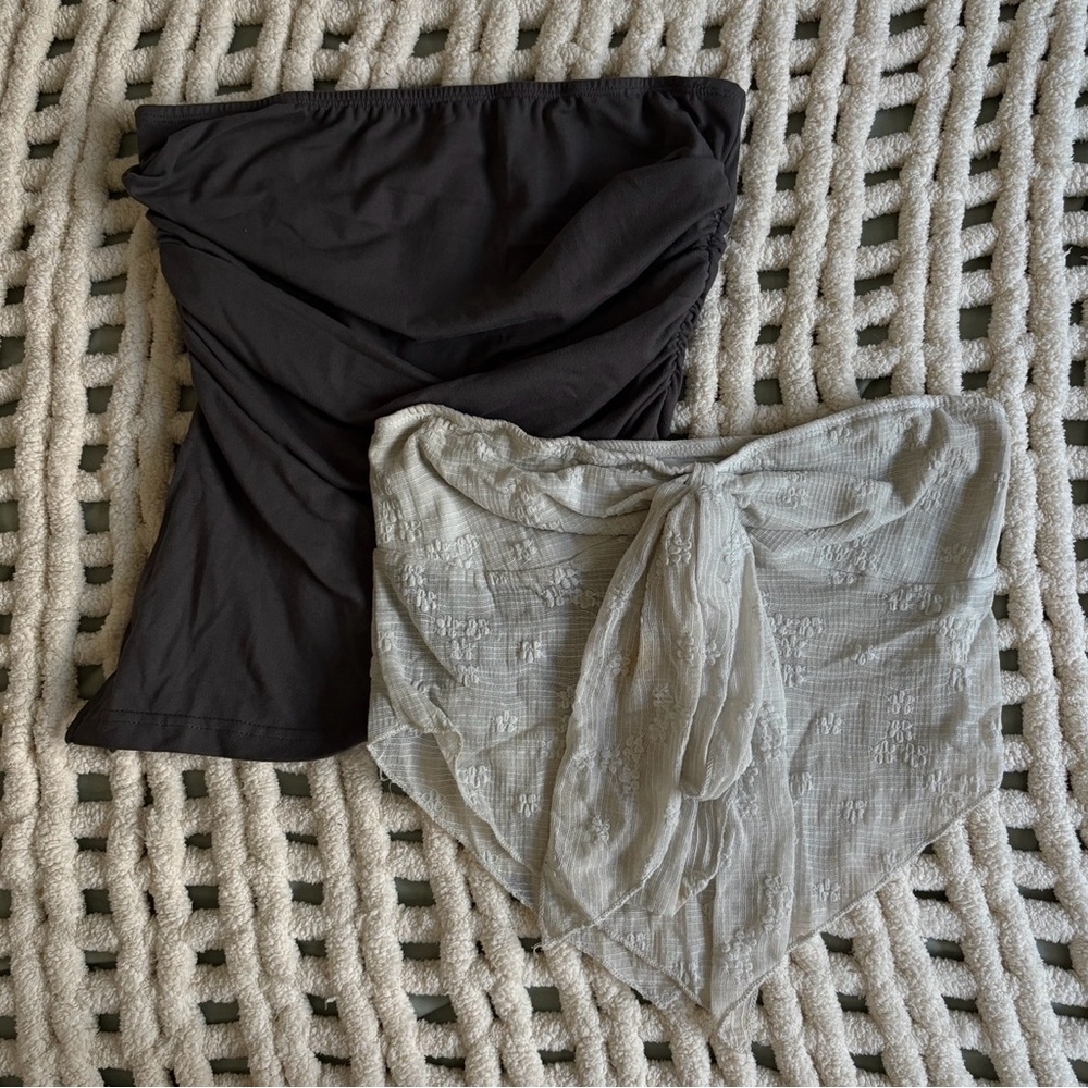 Black Tube Top and White Tube Top Tie Set